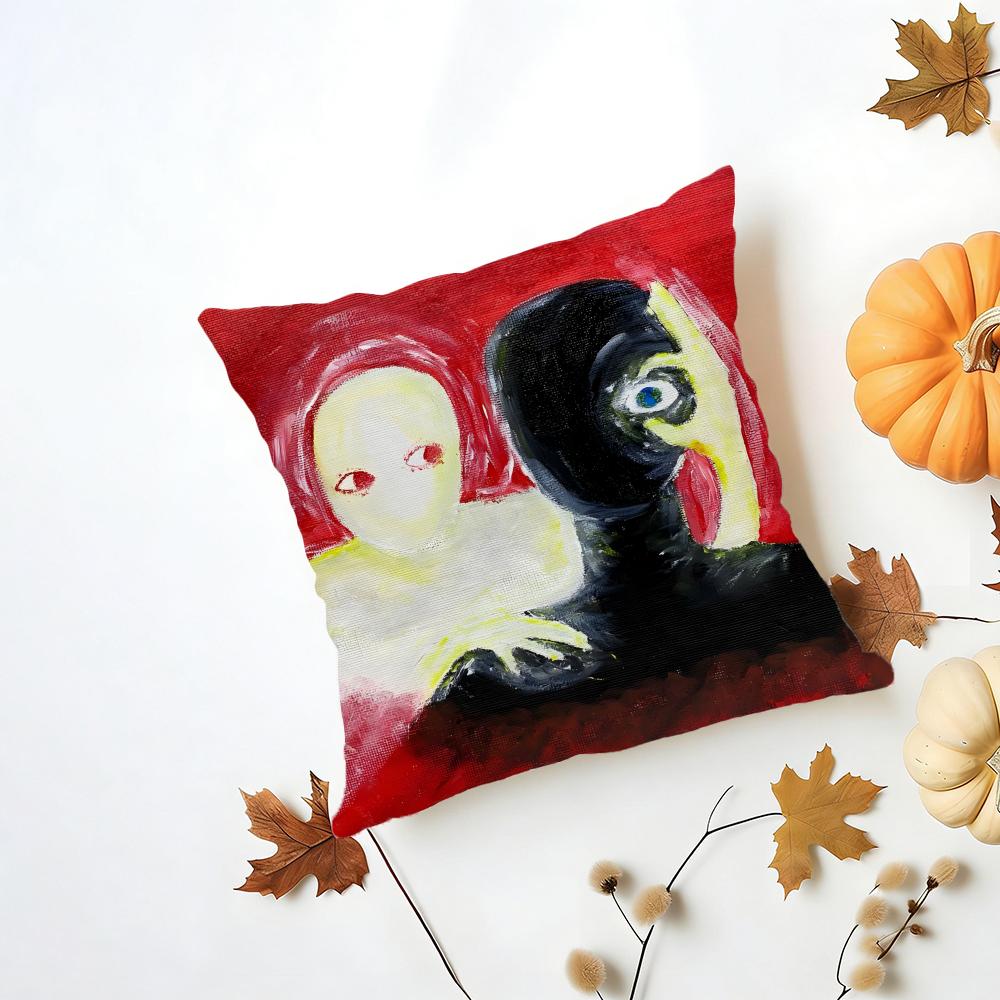 Emotional outlet art painting Cushion Cover Washable Linen Pillowcase Soft for Daily Sofa Bed Home Room Decor