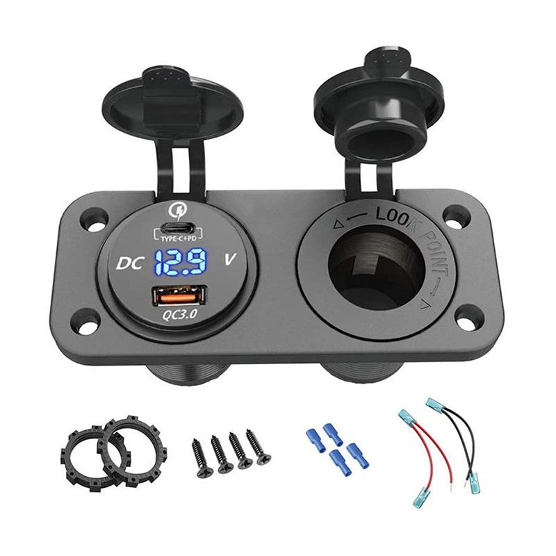Тип C PD QC 3,0 Автомобильная USB-розетка Панель 12 В/24 В Автомобильное зарядное устройство Встроенная розетка для мотоцикла Лодка Грузовик