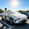 Получехол для автомобиля Алюминиевая пленка Снежнозащитный Солнцезащитный чехол Уличный Защита лобового стекла Летний Теплоизоляционный чехол Со светоотражающей полосой