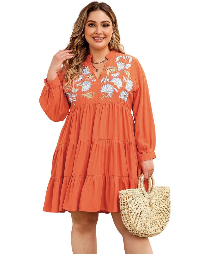 Azura Exchange Embroidered Tiered Ruffle Dress