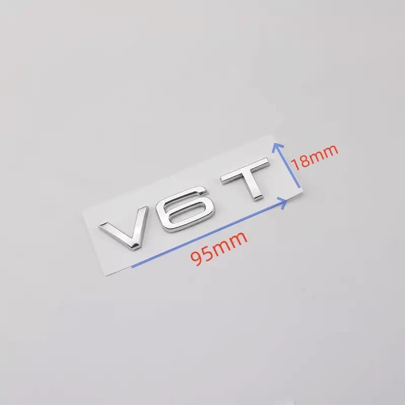 3d ABS Chrome Black V6T Logo Number Letters Car Fender V6 T Emblem Badge Decal For 1jvcr A6 C7 A4 4 S4 V6T Sticker Accessories jvcr1