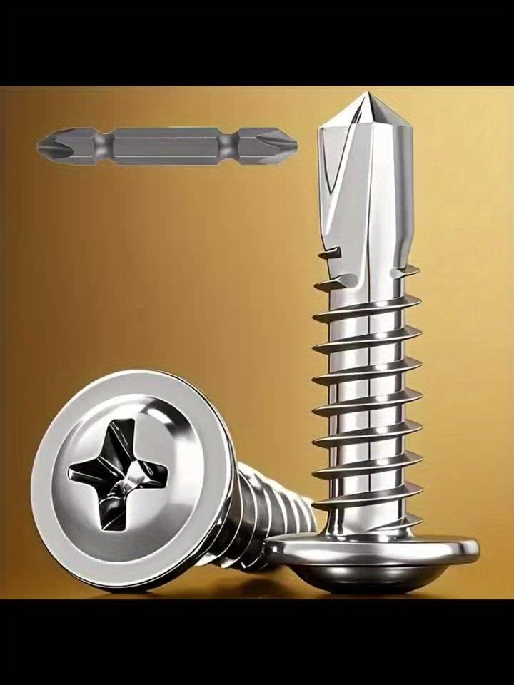 Винт с буртиком из нержавеющей стали 410, потайной крестообразный винт с потайной головкой, самонарезающий винт, доступны три размера