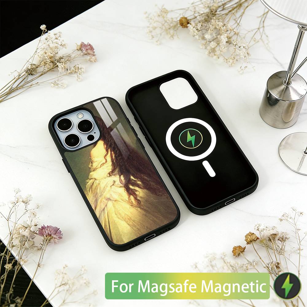 Girl Art Painting Phone Case For iPhone17,16,15,14,13,12,11 Plus,Pro Magnetic with Magsafe Wireless Charging