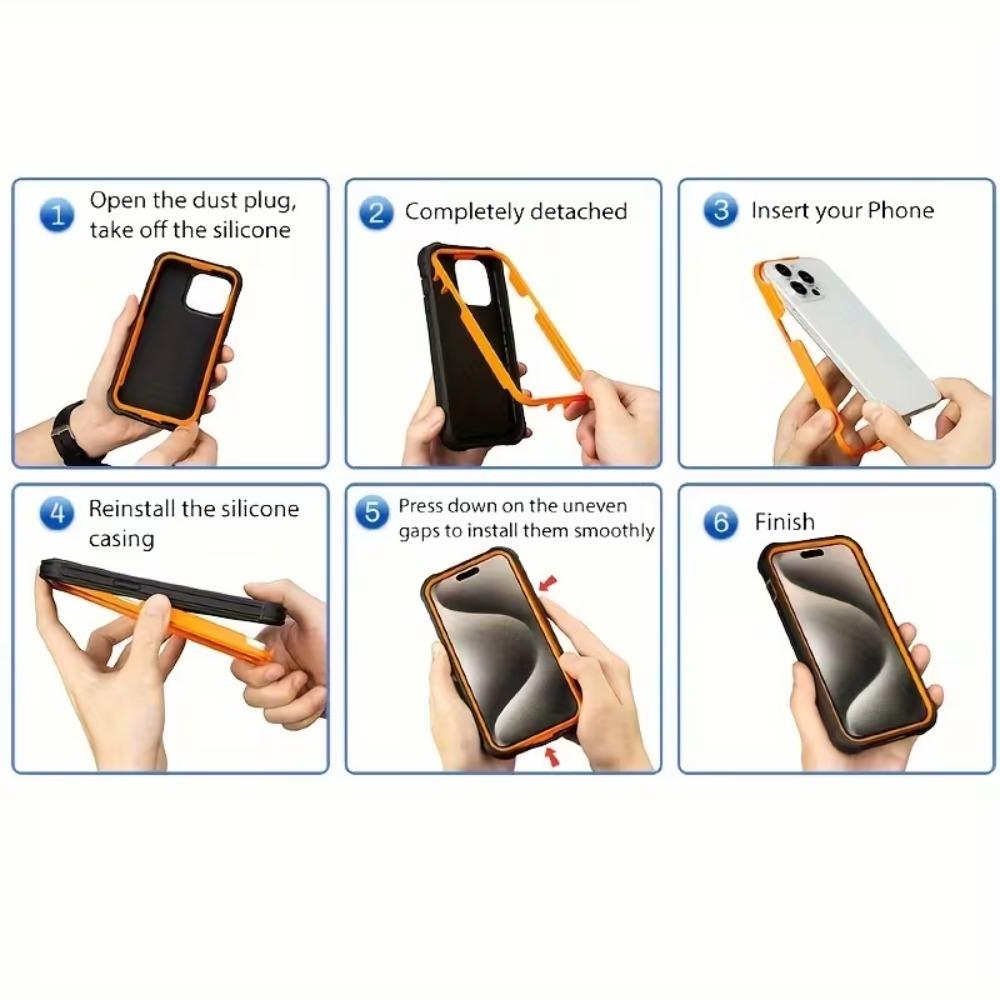 Shockproof Triple Protection Phone Case For iPhone 16 Pro Max 15 14 13 3in1 with Back Clip Phone Cover