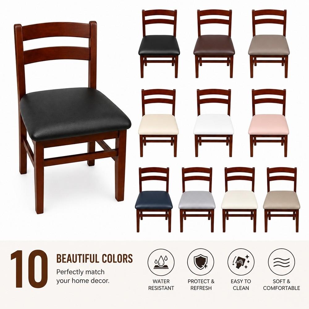 Stretchable Chair Cushion Cover PU Fabric Stool Cover Solid Color Seat Cover