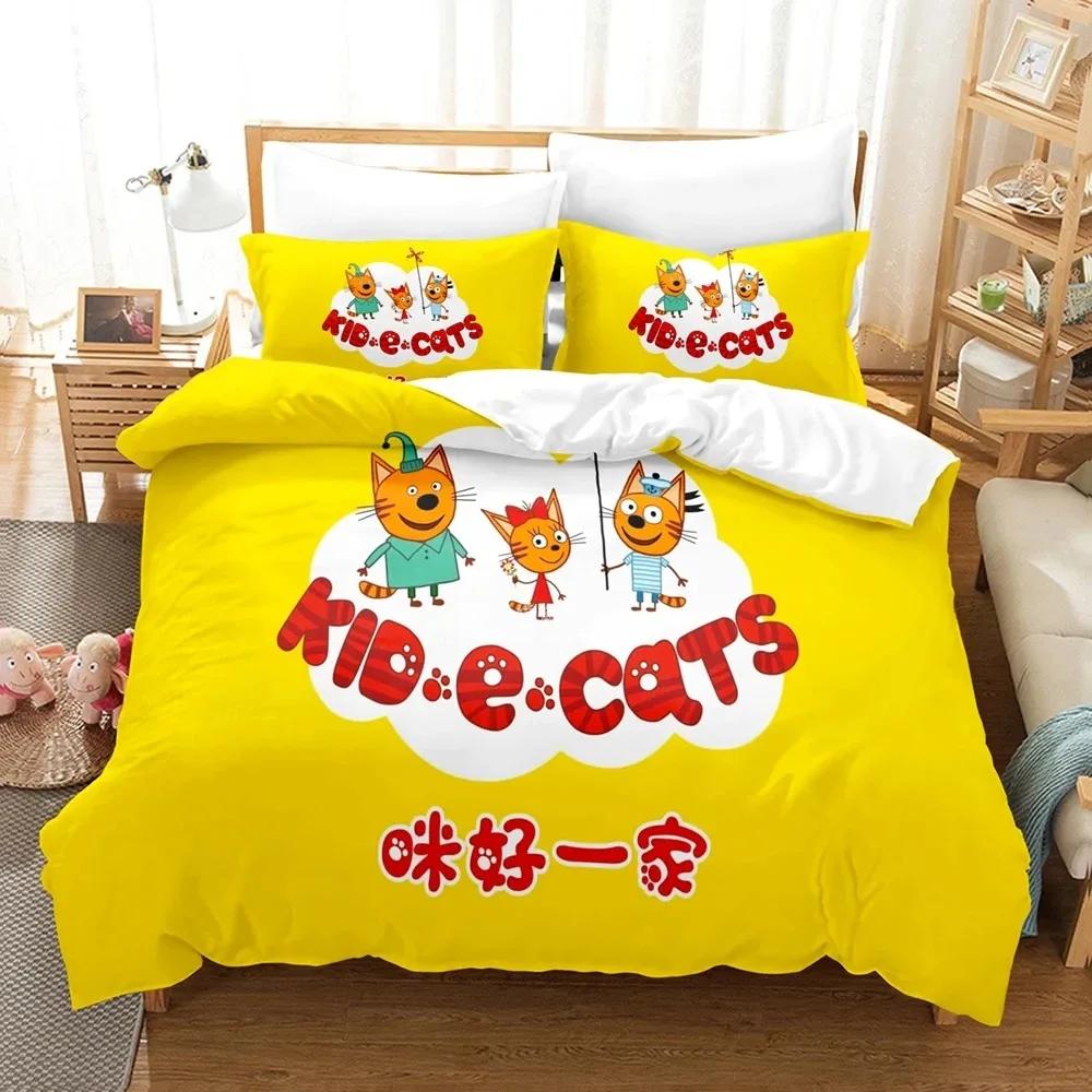 3D Печать Kid-E-Cats Мультяшное постельное белье Двуспальное Полуторное King Пододеяльник Одеяло Наволочка Мальчики Девочки Взрослые Спальня