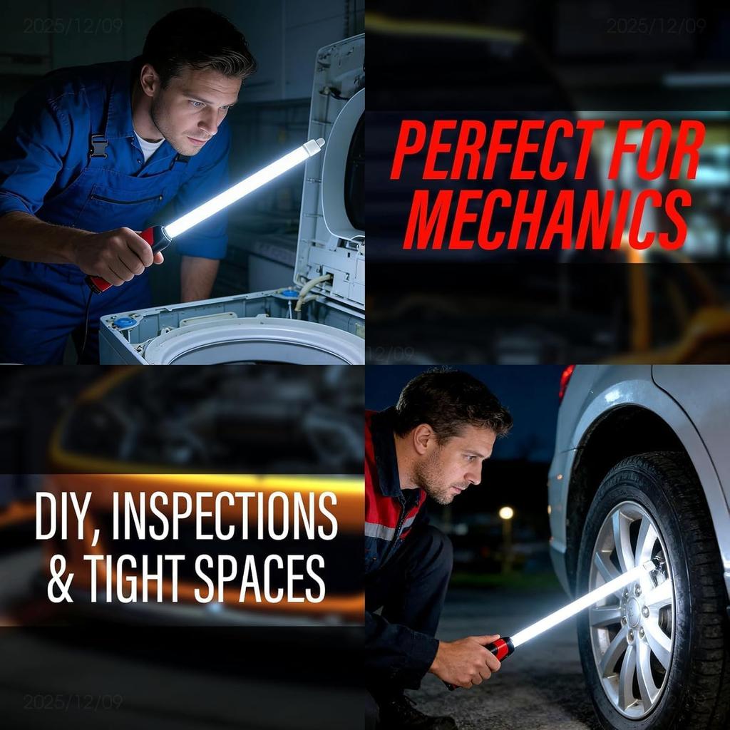 2027 New Flexible LED Light Stick, 27" Rechargeable Flashlight with High Lumen & 3 Brightness Modes,Bendable Work Light for Car Repairs, Mechanical