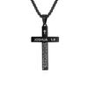 Cross Inspirational Christian Stainless Steel Pendant Fashion Jewelry Necklace for Men Bible Verse  With Bible Verses
