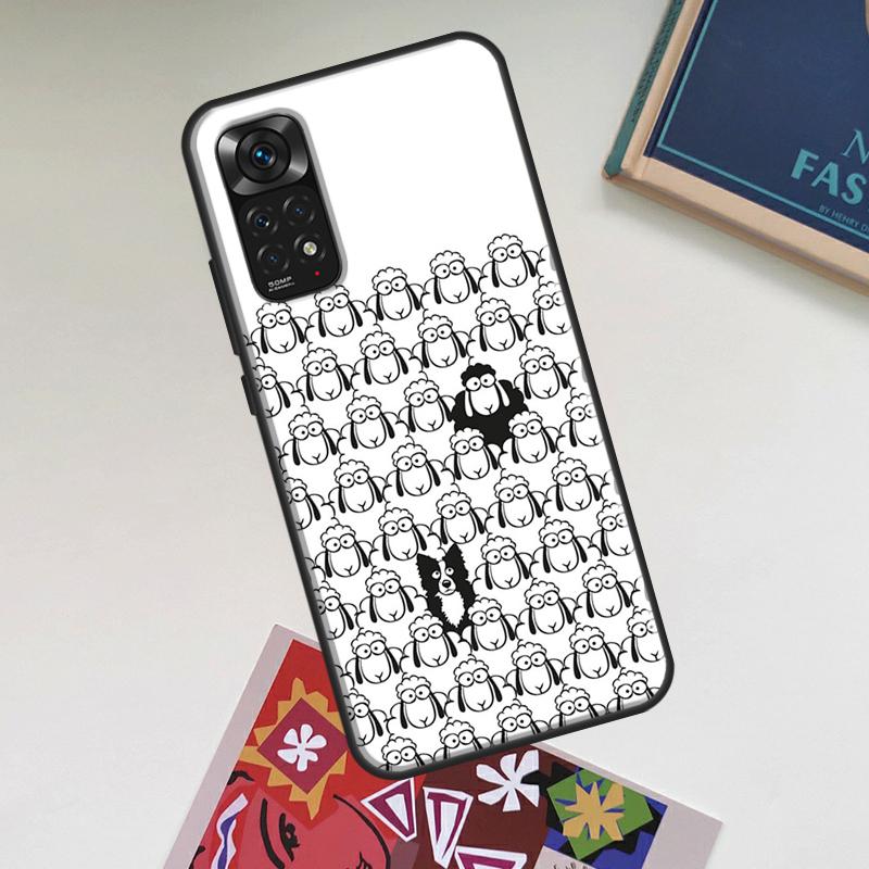 Cartoon Border Collie Case For Xiaomi Redmi Note 14 Pro 13 12 11 9 10 15 Pro Plus Redmi 15 C 14C 13C 10C 12C Cover