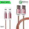 USB Type C Cable - Rose Gold - Set of 2 - 1M - Compatible with Multiple Smartphones