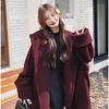 Red Thick Hooded Wool Coat Women Winter Fashion Cape Cloak Jacket Warm Outerwear
