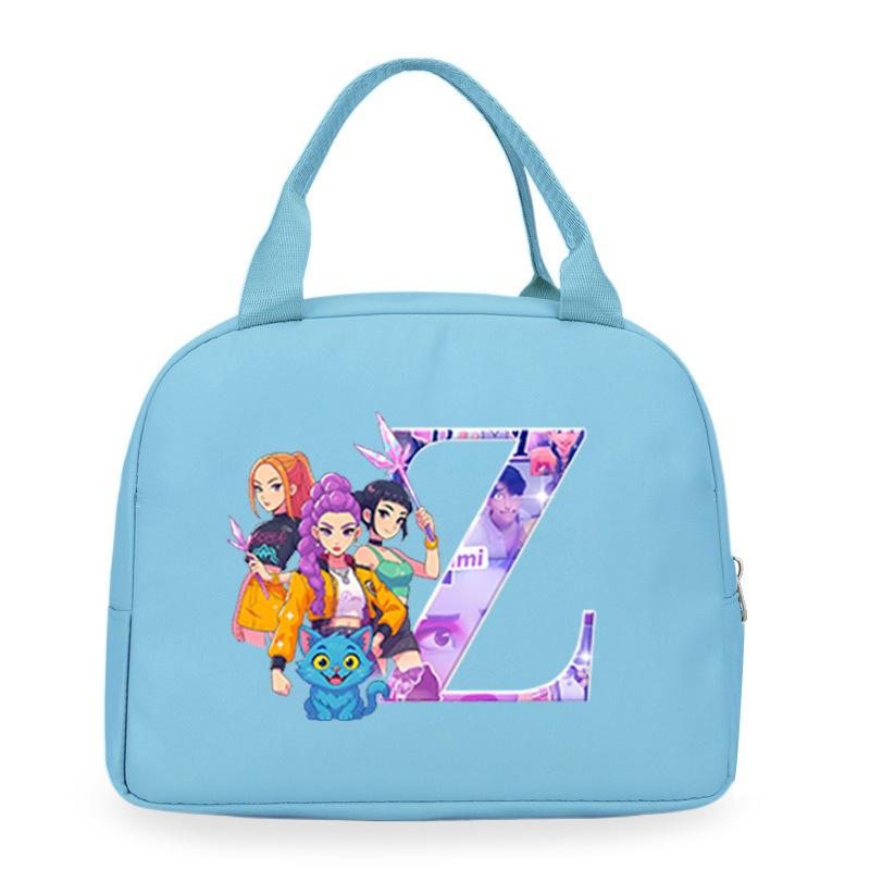 Trend Kpop Anime Cartoon Peripheral 26 Letter Printing Bento Bag Commuter Portable Lunch Box Bag