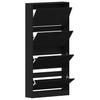 Shoe Cabinet with Shelf Black Oak Effect 80 x 21 x 163.5 cm