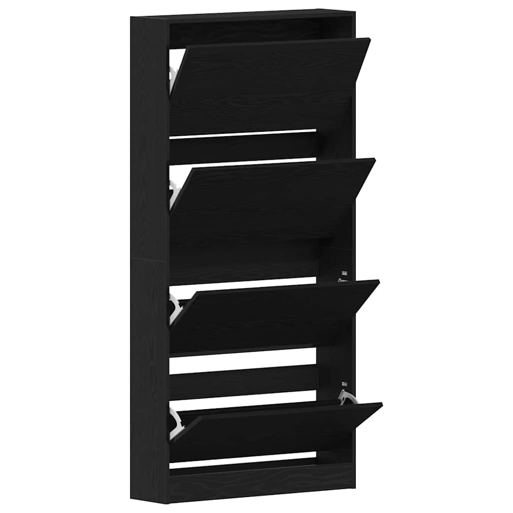 Shoe Cabinet with Shelf Black Oak Effect 80 x 21 x 163.5 cm
