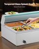 Commercial Food Warmer, 1500W Electric Stainless Steel Steam Food Warmer with Glass Cover, 6 x 1/2 Size Pans Buffet Bain Marie with Soup & Perforated