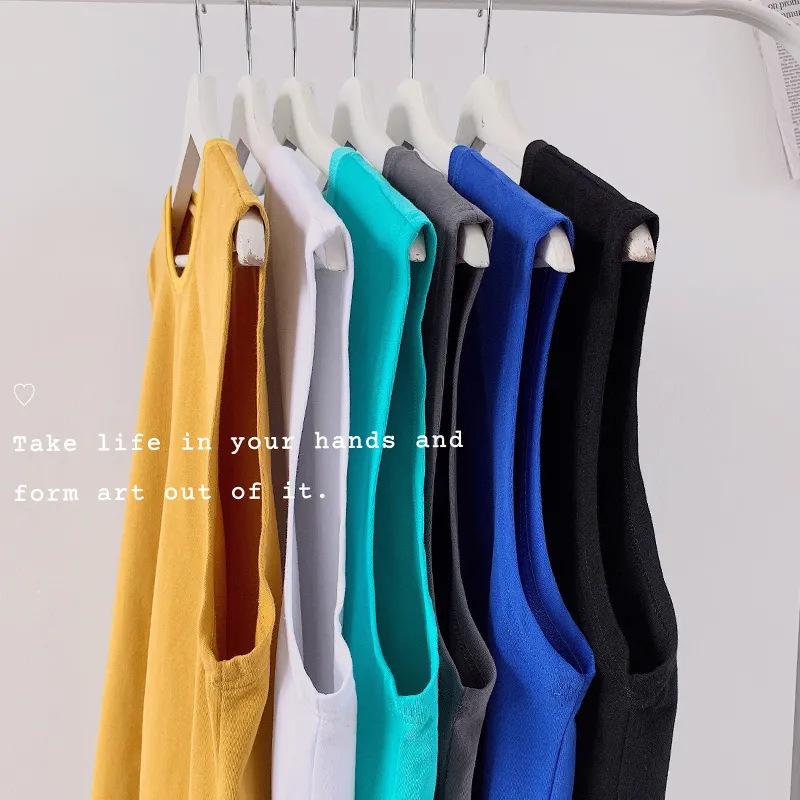 Мужская однотонная майка, повседневный жилет, майки, футболки без рукавов с круглым вырезом, летние пляжные топы