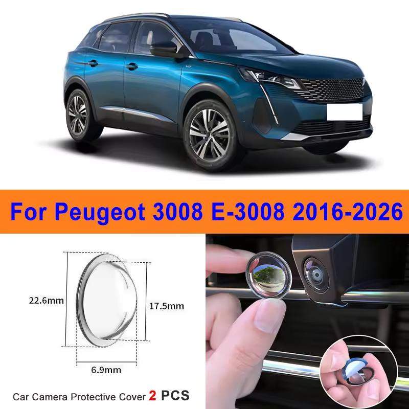 2Pcs 360 Reverse Image Car Camera Cover Anti-Scratch PC Lens Protector Stickers For Peugeot 3008 E-3008 2016-2026 Interior Mirrors 6