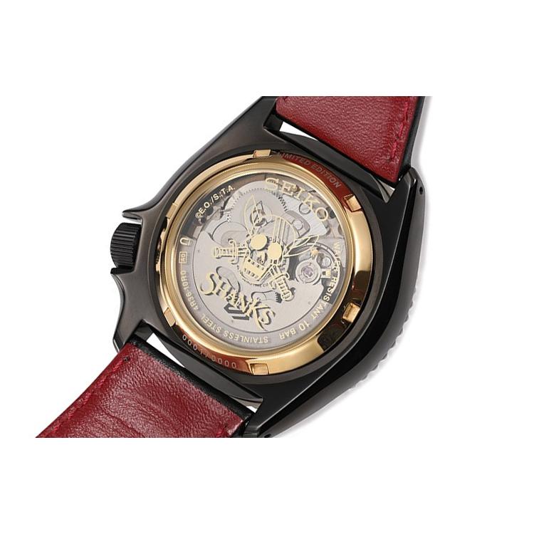 Seiko SEIKO5 Механический механизм Кожаный ремешок Часы Мужские Часы Красный циферблат SRPH03K1