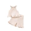 Girls' Off-Shoulder Set - Sleeveless Top & Flounce Shorts