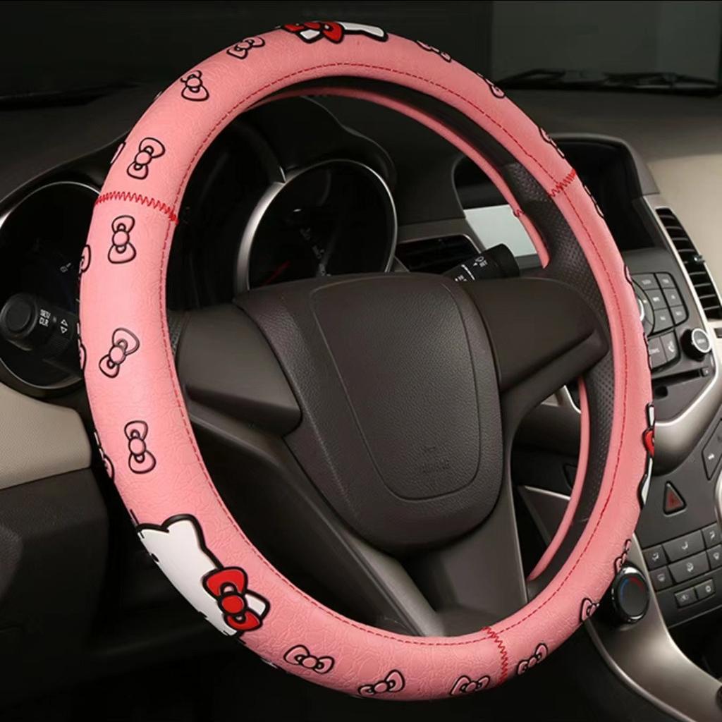 38 см Чехол на руль автомобиля Hello Kitty Универсальный Декоративная накладка на ручку Милый Противоскользящий Впитывающий пот Мультяшный чехол на руль