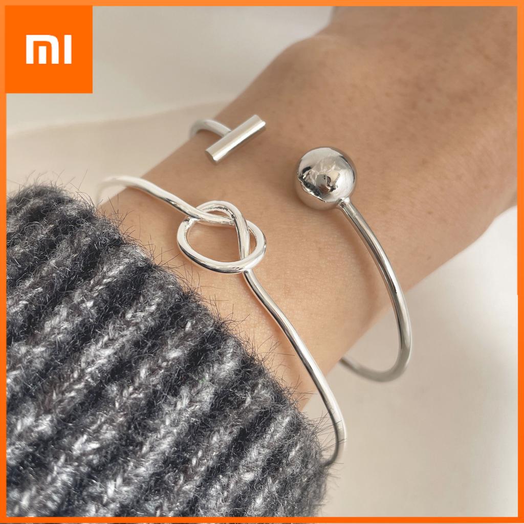 Xiaomi 100% Solid 925 Sterling Silver Metal Bracelet for Women Vintage Handmade Simple Geometric Knot Bracelet Birthday Gift Party
