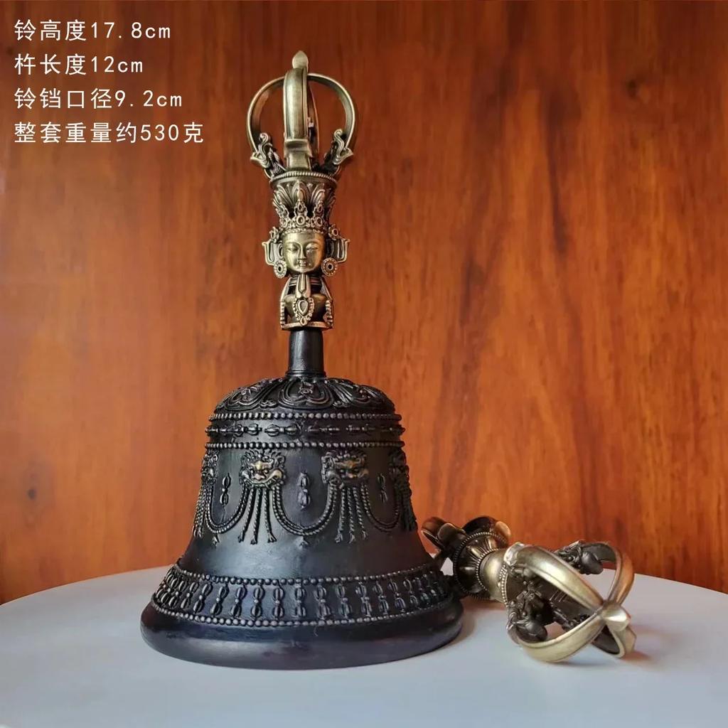 1PCS Craftsmanship Tibetan White Copper Diamond Bell and Pestle Precision Nine Leg Bell Feng Shui Ornament