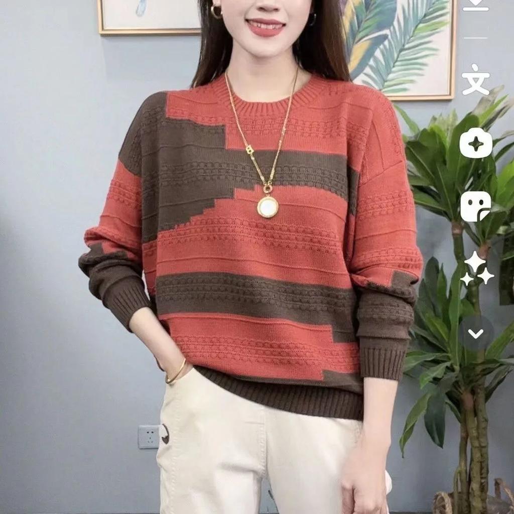 Autumn and Winter Loose Large Size Middle-aged and Elderly Women's Clothing Women's Sweaters Sweater Knitwear Women's Clothing