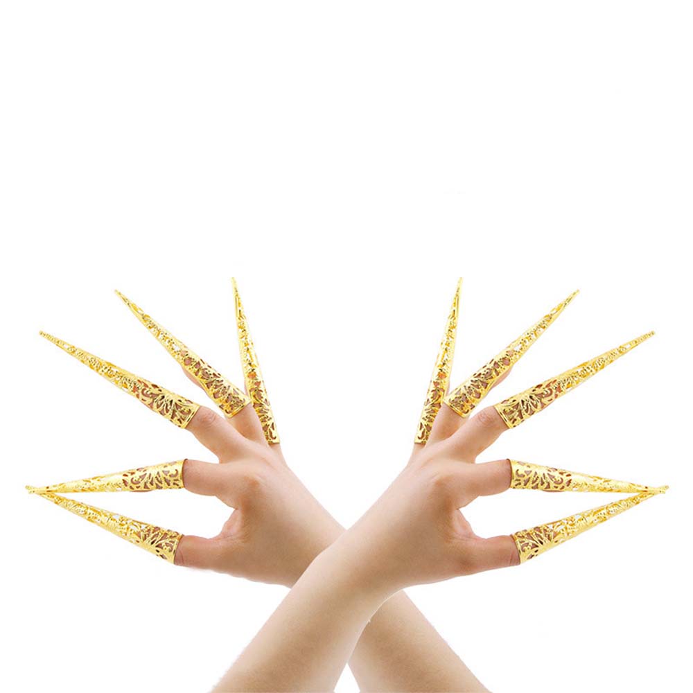 Китайские Древние Полые Кольца для Ногтей Набор Аксессуары для Танца Живота Кольца на Фаланги Защита Кончиков Пальцев