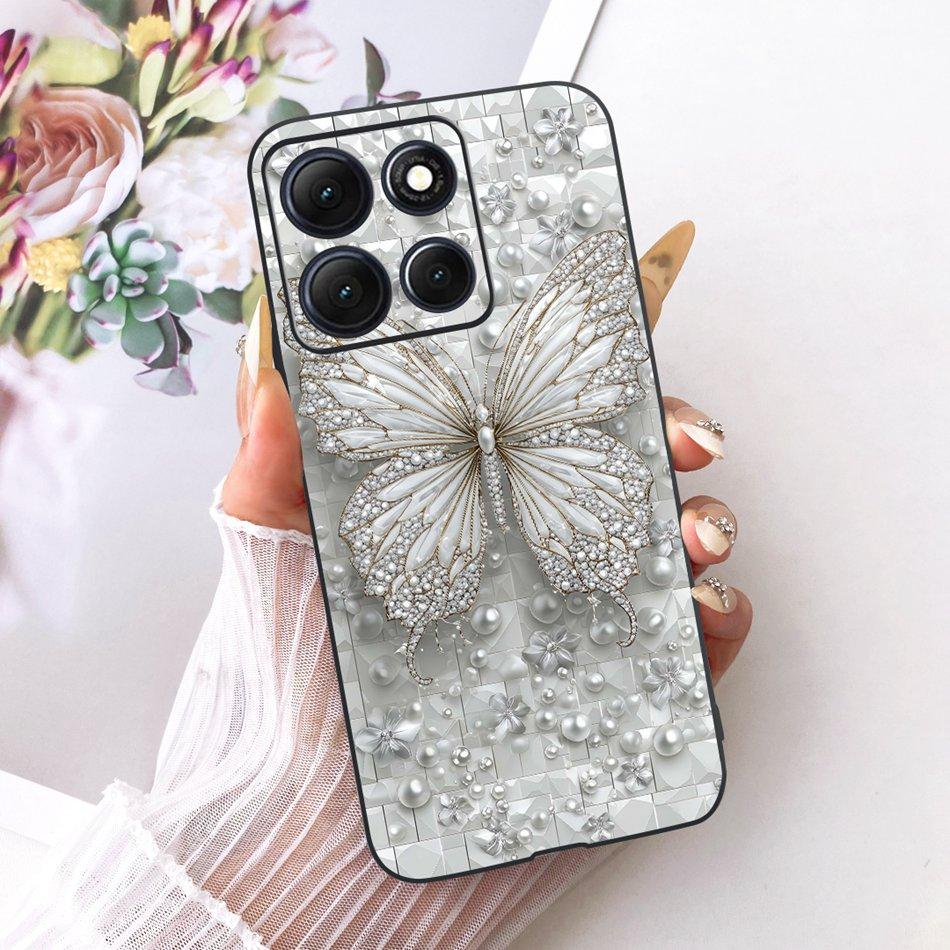 For Motorola Moto G86 Power Cute Flower Butterfly Cat Painted Case For Moto G86 G86Power Black Silicone Soft Phone Cases