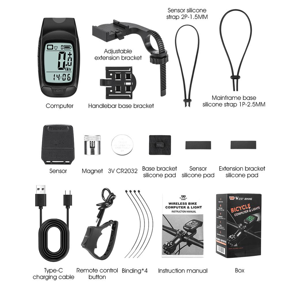 Многофункциональный велосипедный спидометр, беспроводной измеритель скорости велосипеда со светом и звуковым сигналом USB