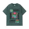 275 GSM Washed T-shirts 100% Cotton Pokemon V4 Balbasaur Print Unisex Heavy Cotton T Shirt