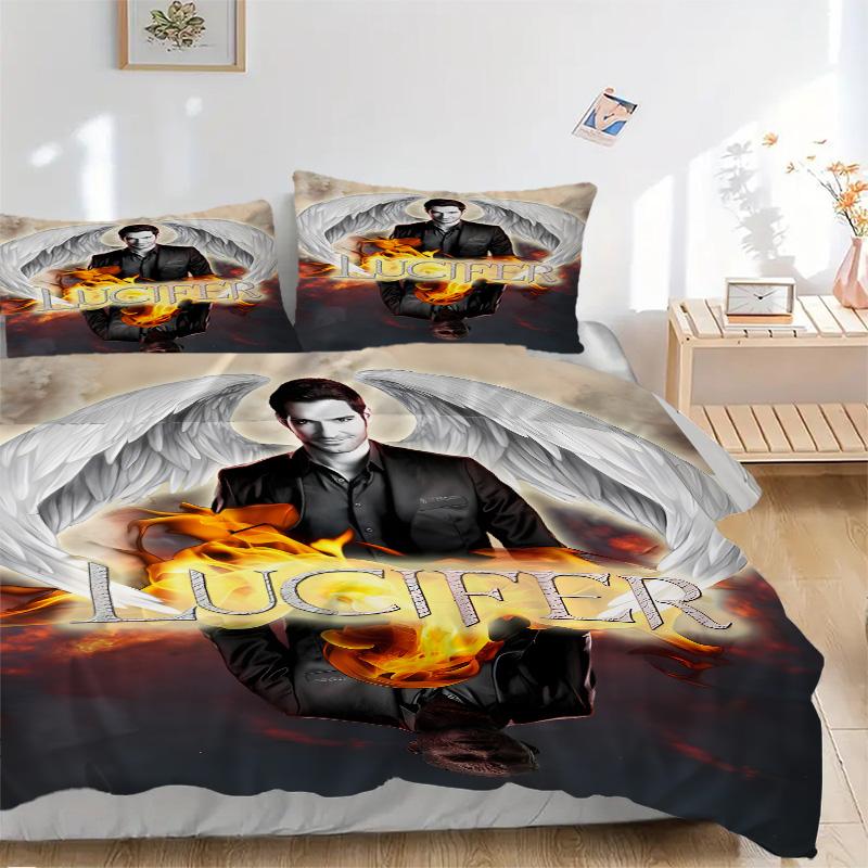 Angel Fire Lucifer'S Rise Print 3Pcs Bedding Setduvet Cover With 2 Bedropillowcase Home Birthday Gift
