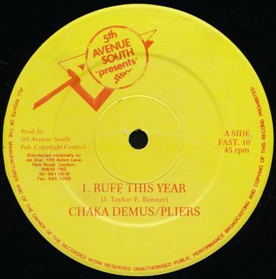 12-дюймовая пластинка CHAKA DEMUS, PLIERS - Ruff This Year / Version FAST10 5th Avenue Sout 1993 UK Регги, Ска и Даб Б/У