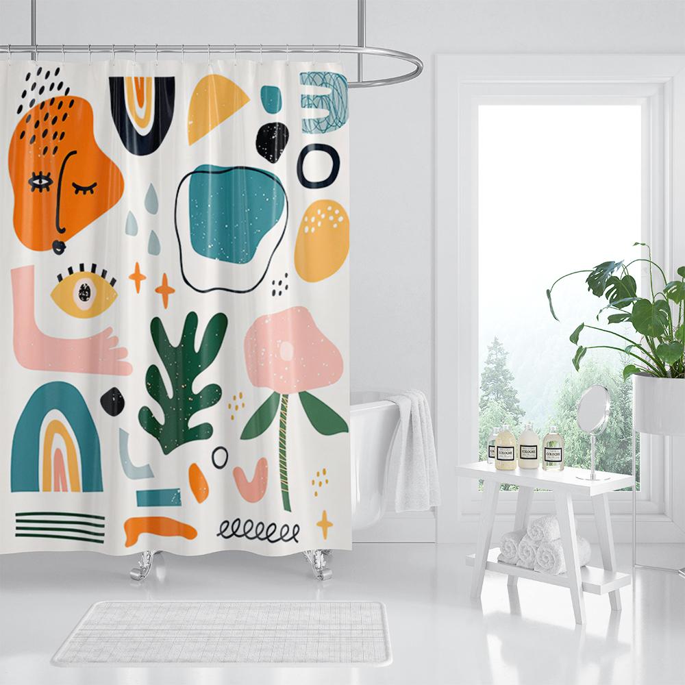 Занавеска для душа с геометрическим узором в стиле поп-арт, модная классическая абстрактная красочная занавеска для ванной комнаты, водонепроницаемые тканевые декоры, наборы с крючками