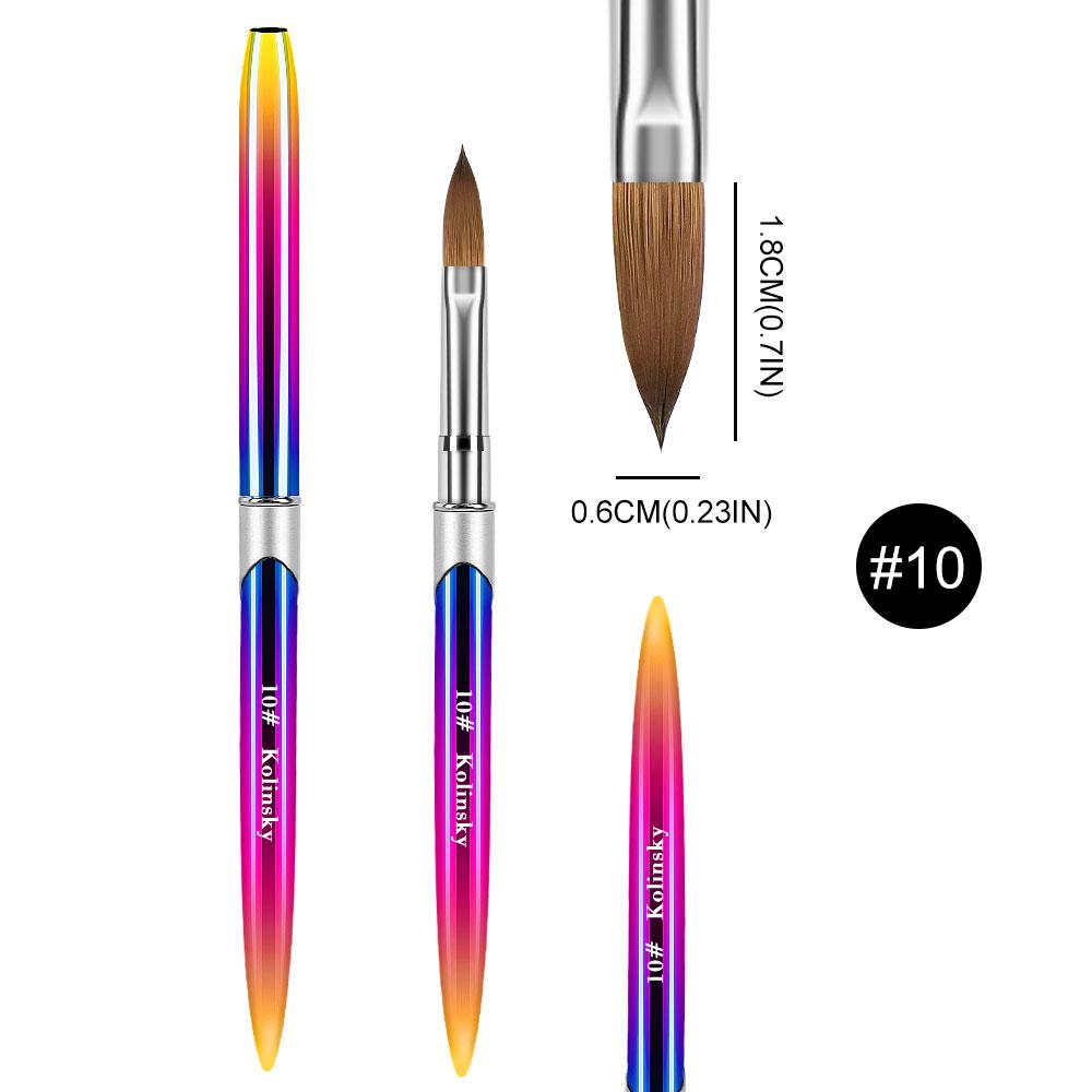 Кисть для маникюра Kolinsky, гелевая кисть для дизайна ногтей, 3D акриловая жидкая пудра, гелевая кисть для резьбы, подводка, ручка для рисования