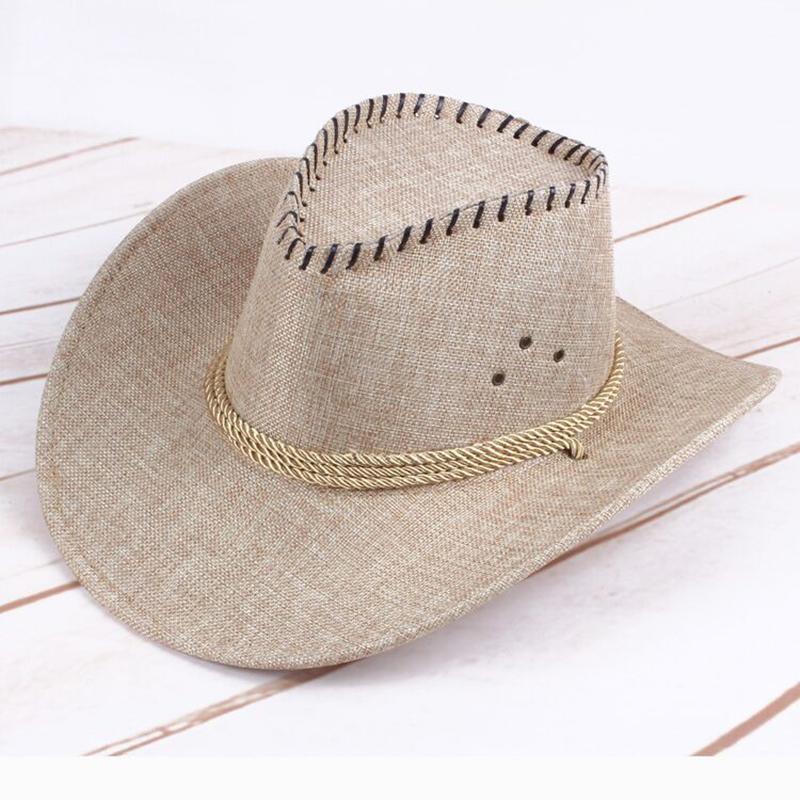 Men's Cowboy Hat Embossed Linen Sunshade Hat Sun Hat Beach Hat Riding Hat Women's