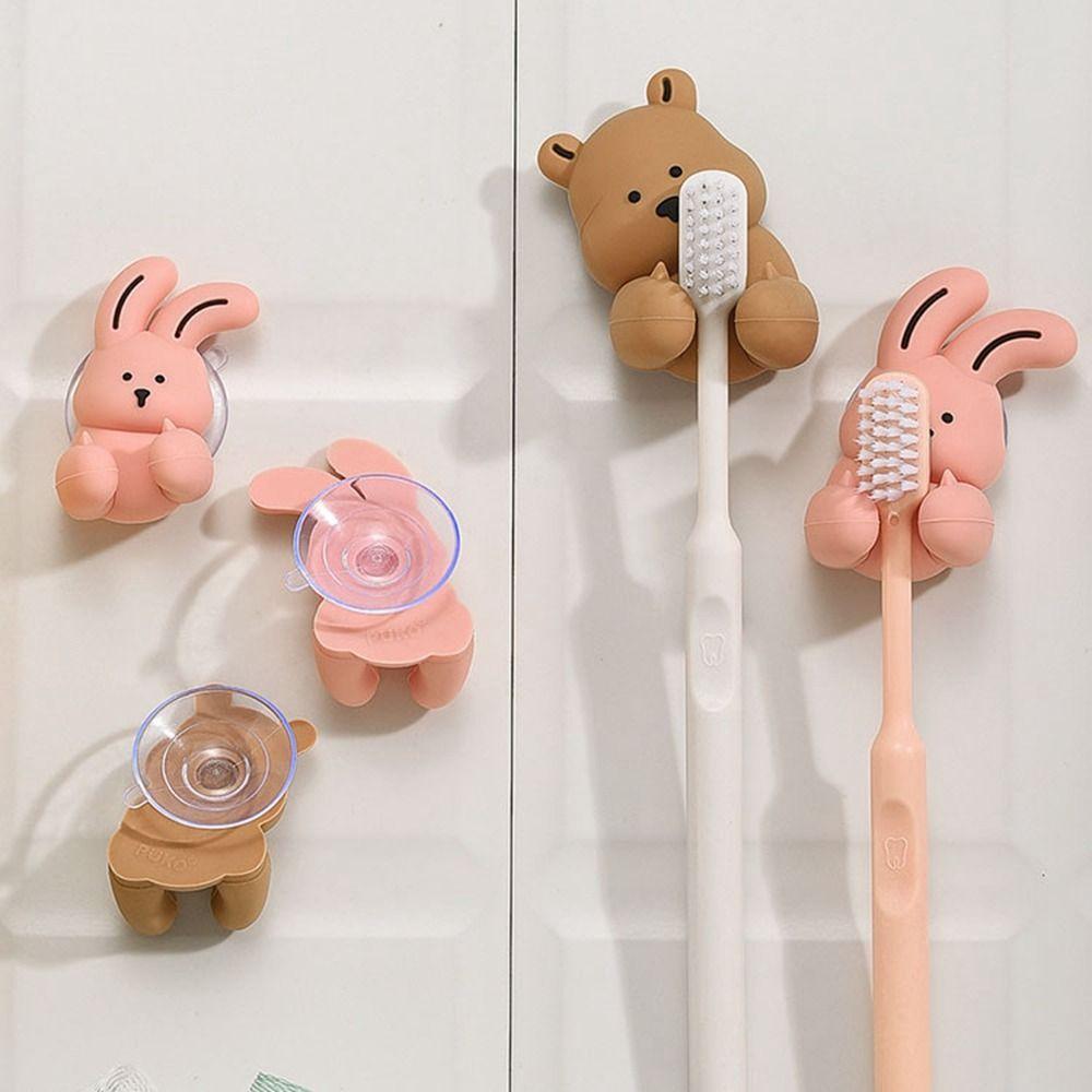 Wall-mounted Bunny Toothbrush Holder Cartoon Sundries Storage Rack  Bathroom