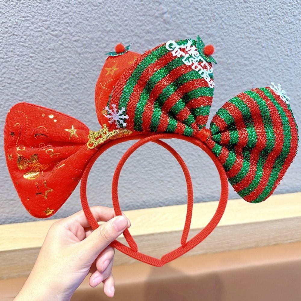 Non-slip Christmas Hairband Plush Christmas Headband Gift Bowknot Hair Hoop Party