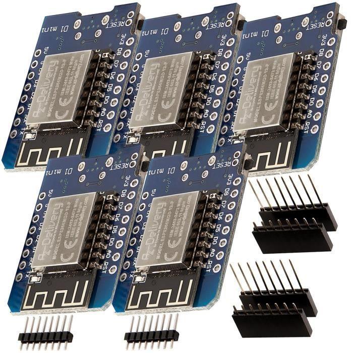 Module de développement - AZ-Delivery - D1 Mini NodeMcu - WLAN ESP8266-12F - Processeur ESP8266 - Puce CH340