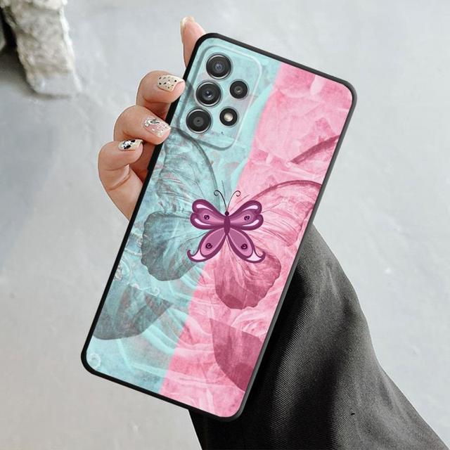 Роскошный эстетический чехол с бабочкой и розой для Samsung Galaxy A14 A73 A53 A71 A51 A31 A33 A22 A12 A21s A13 A32 A52s A72 A52 A23