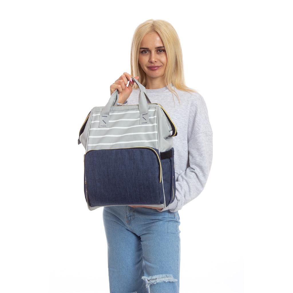 Черно-серый рюкзак для ухода за мамой и ребенком с бутылочкой-термосом, водонепроницаемая коляска с вешалкой