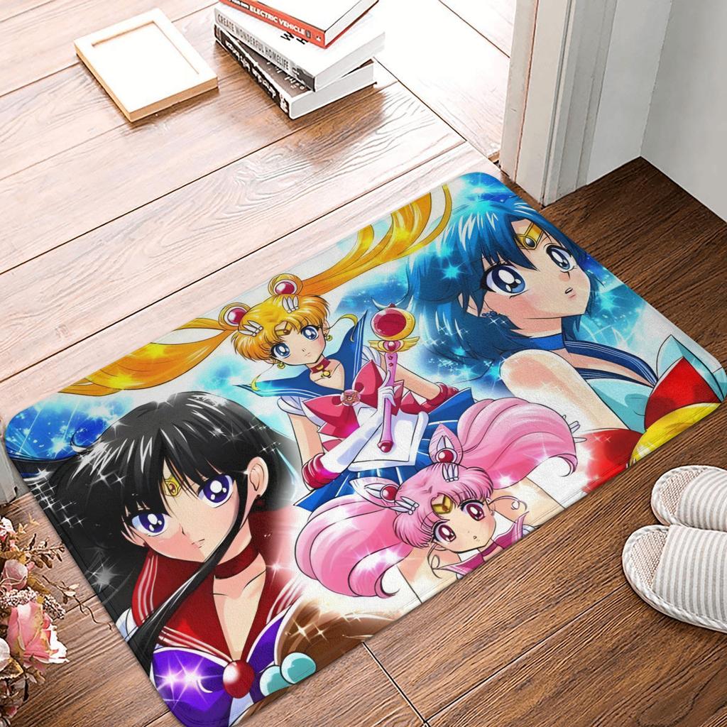 Anime Sailors Moons Luna Cat Doormat Non-Slip Entrance Bath Kitchen Floor Door Mat Bedroom Balcony Carpet Rug