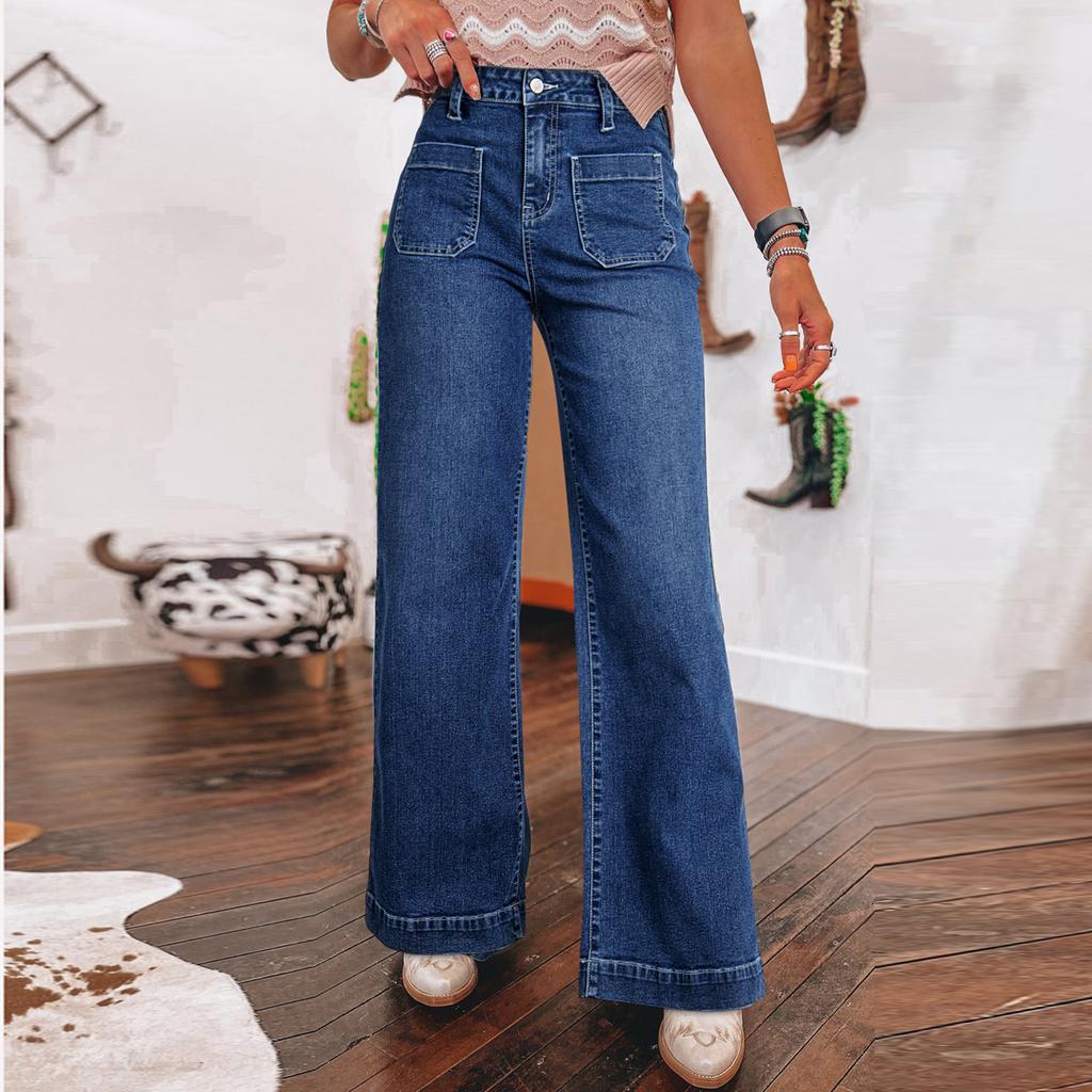 Женские ретро джинсы с высокой талией, широкими прямыми штанинами, уличные, широкие штанины