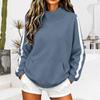 Women's Autumn Winter Loose Casual Sporty Turtleneck Sweatshirt with Sleeve Stripes