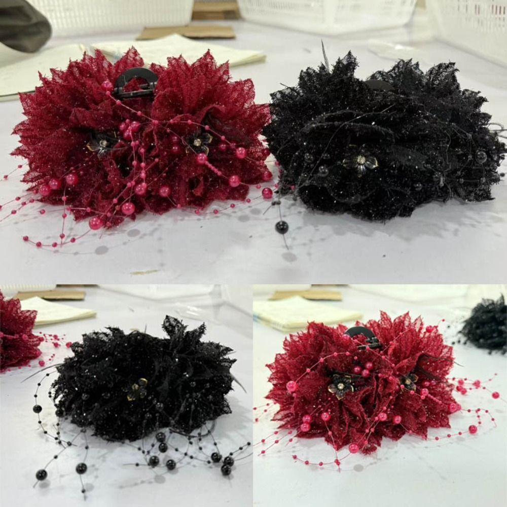 Peony Flower Grasping Clip Sequin Flower Hairgrips Elegant Crab Hair Clips  Girl