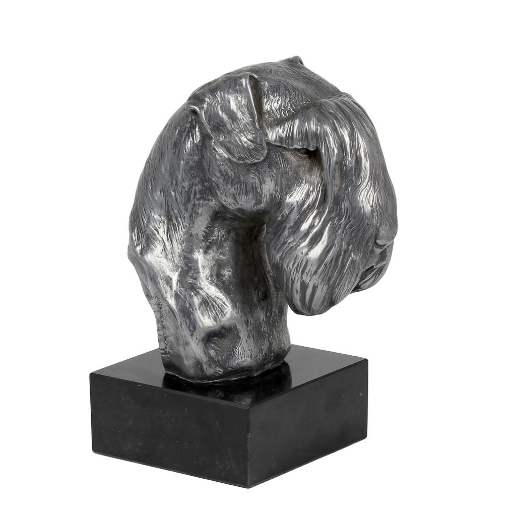 Шнауцер I - фигурка на мраморе, покрытая серебристым металлом, ручная работа, бренд Art-Dog