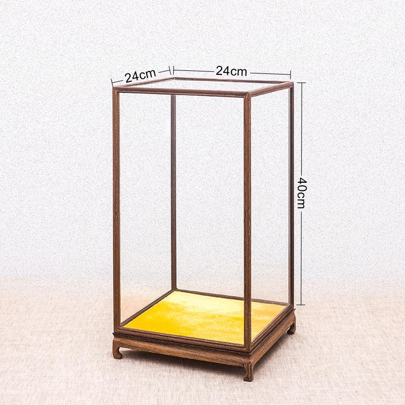 Rosewood Glass Treasure Cage for Guanyin and Buddha Statues – Custom Dustproof Display Box Ornament