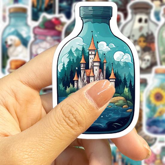 50 шт., наклейки на стеклянные бутылки с героями мультфильмов, различные милые наклейки «Мир в бутылке», граффити, декоративные виниловые художественные наклейки, водонепроницаемые наклейки для скейтборда, багажа