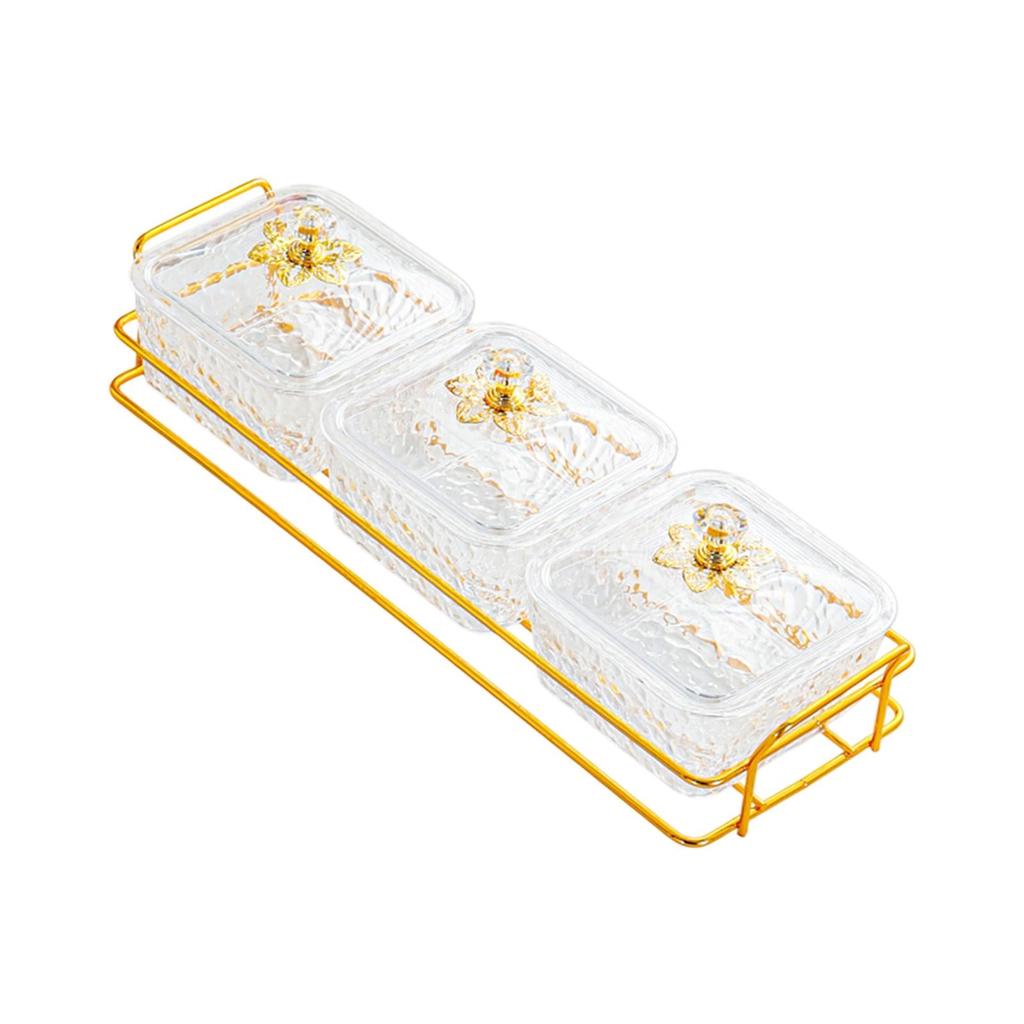 Divided Serving Dishes Divided Fruit Tray Platter Wedding Nuts Plate Dried Fruit Tray with Lid for Candy Fruit Appetizer Nut