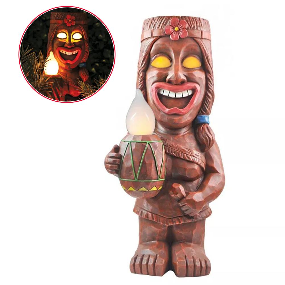 Solar Powered LED Tiki Light Solar Totem Figurine Ornaments LED Garden Light Decoration Crafts for